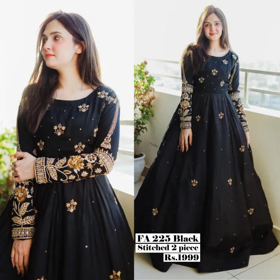 STITCHED 2 piece DRESS FA- 225 Black