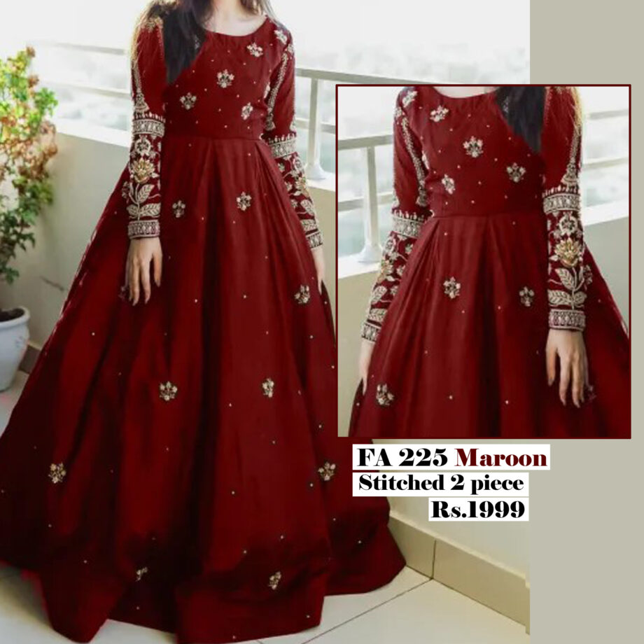 STITCHED 2 piece DRESS FA- 225 Maroon